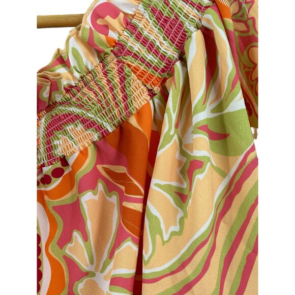 Jorge Pérez Off-the-Shoulder Tie-Sleeve Blouse Multicolor Summer Spring - Picture 6 of 9